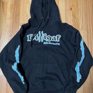 DILLIGAF Black Hoodie with the Lake on the sleeves Size S